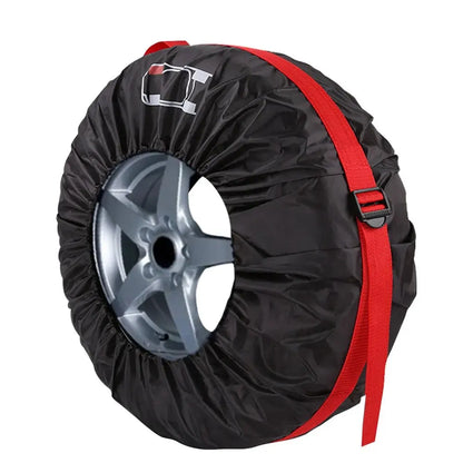 Universal 4Pcs Spare Tire Cover Case - Polyester Car Tyre Storage Bags - Automobile Tyre Accessories for Auto Vehicle Wheel Protection
