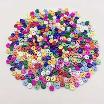 250pcs Mini Plastic Buttons for Dolls & Soft Toys Clothes - Assorted Colours & Designs, 3mm 4mm 5mm 6mm