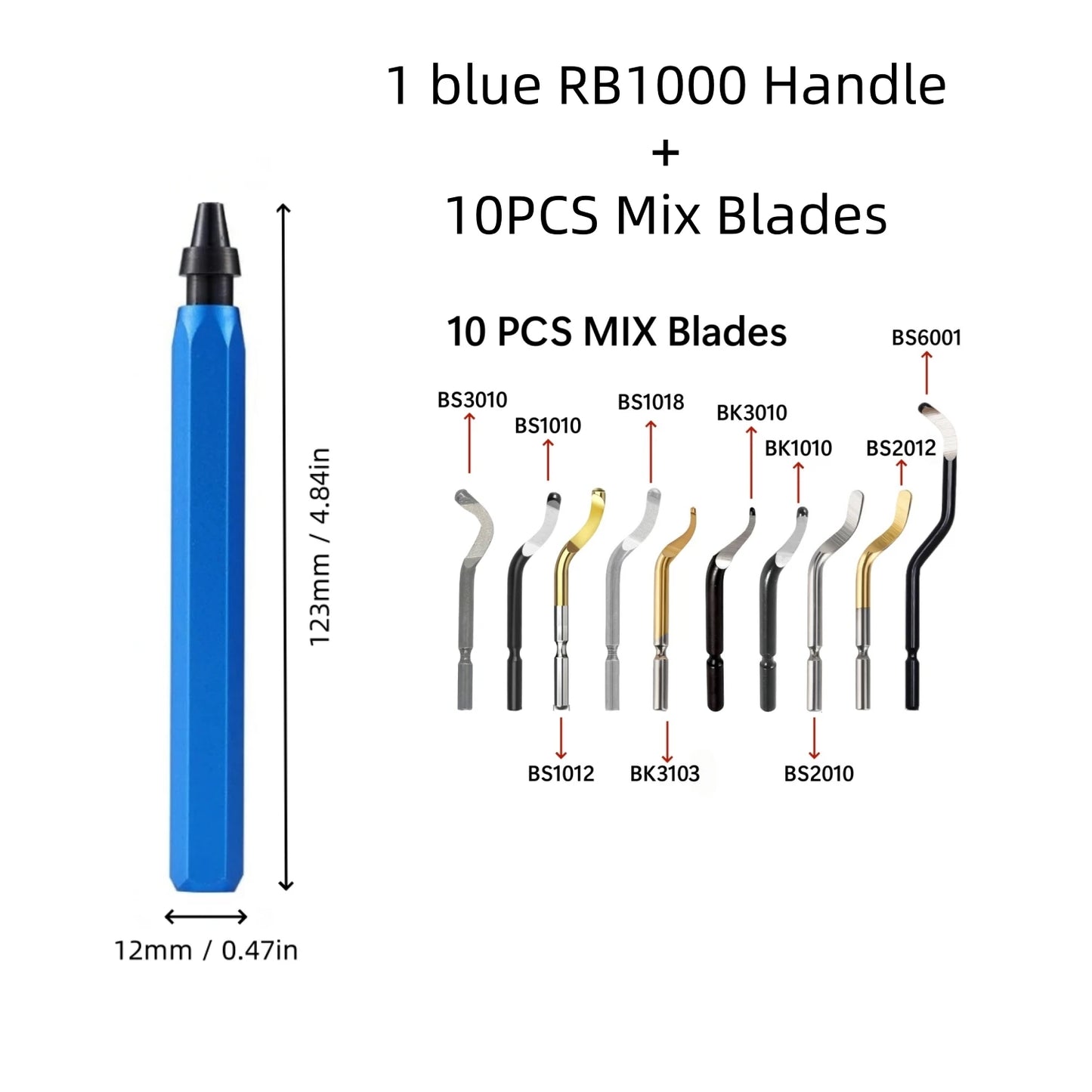 11-Piece Deburring Tool Set - High-Speed Steel Swivel Blades for Metal, Plastic, PVC, Copper, Aluminum & Resin