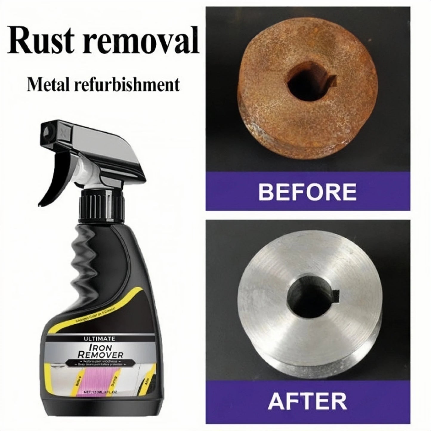 Car Rust Remover Spray – Quick Cleaner for Wheels, Exhaust Pipes & Metal Surfaces, Rust & Iron Powder Removal