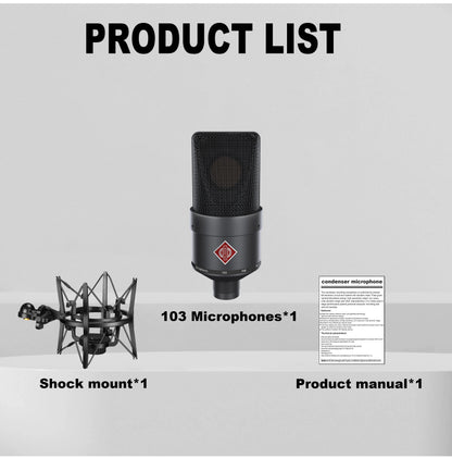 TLM 103 XLR Condenser Microphone – Professional Cardioid Mic for Recording, Podcasting, Voice Over, and Streaming