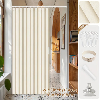 Blackout Folding Door Curtain – 1 Panel Privacy Screen for Living Room, Bedroom, Kitchen, Closet, Room Divider