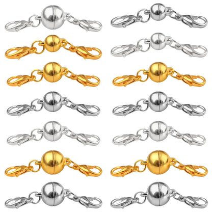 Magnetic Jewelry Clasp - Strong Metal End Connectors with Lobster Clasp for DIY Bracelets & Necklaces