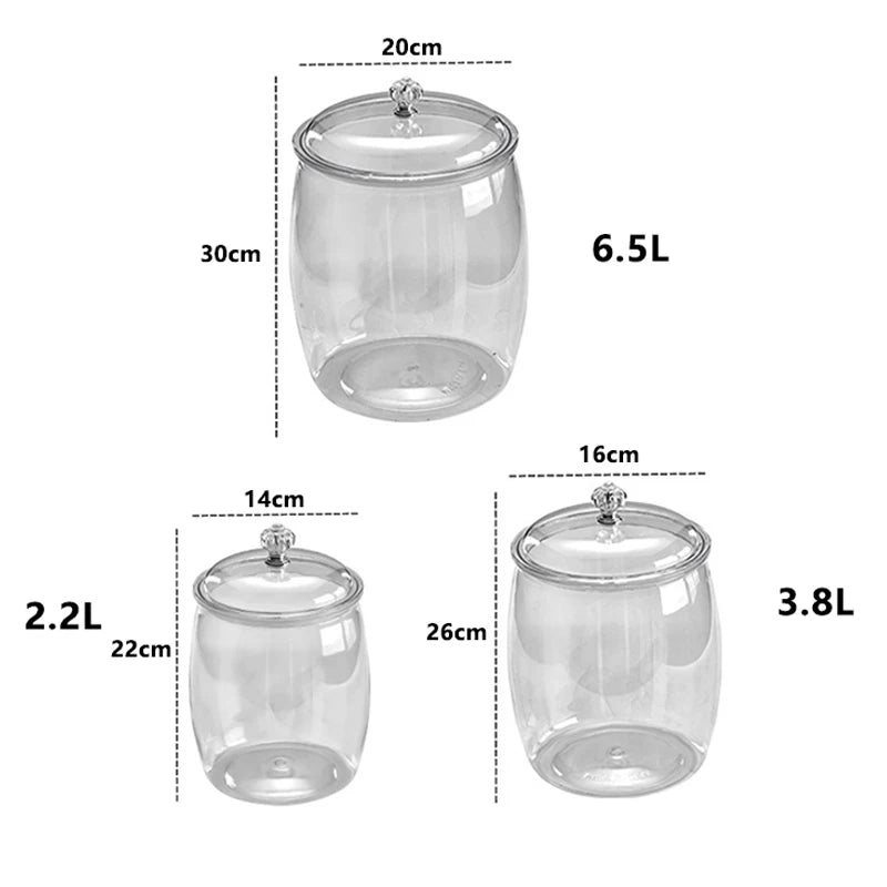 Plastic Food Storage Jar with Airtight Lid - 2.2/3.8/6.5L Flour, Grains, Candy & Cookie Canister