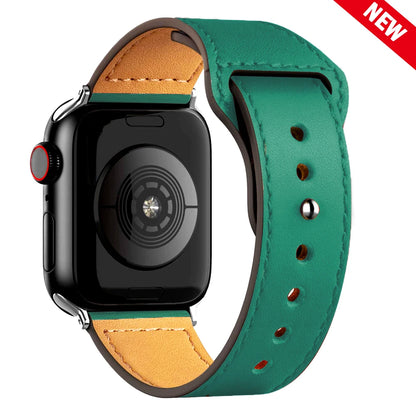 Leather Band for Apple Watch Ultra 2 – Compatible 49mm/45mm/44mm/41mm/40mm/38mm, Wrist Bracelet Strap for iWatch Series 3–9, SE, 4, 5, 6, 7, 8 & 9