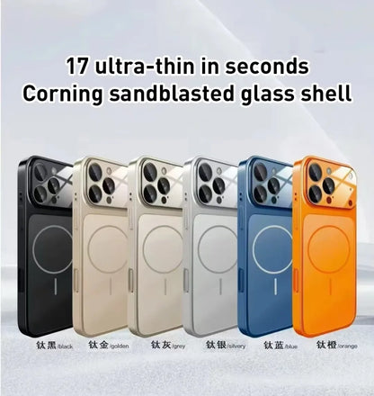 Nano Matte Glass iPhone Case - Magnetic MagSafe Armor Cover for iPhone 11-17 Pro Max, Air & Wireless Charging