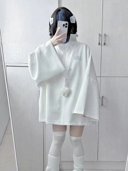 Spring Casual Hoodie – Women’s Loose Y2K Aesthetic Oversized Embroidered Harajuku Zipper Grunge Sweatshirt