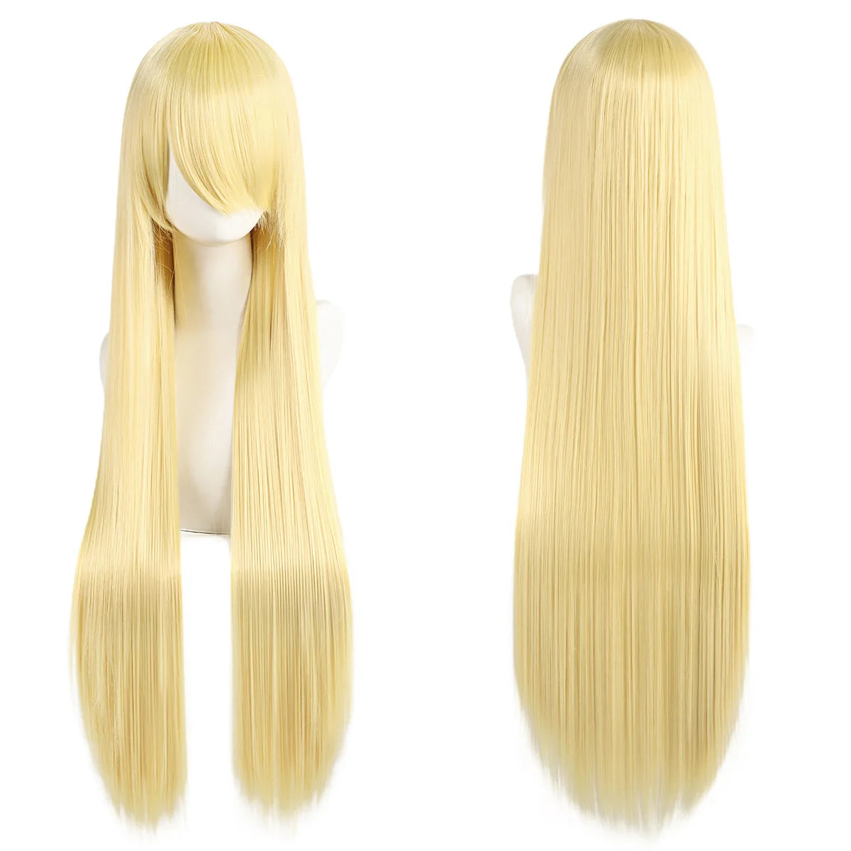 80cm Long Cosplay Wig - Synthetic Straight Hair with Bangs for Lolita Anime Costume Party Styling