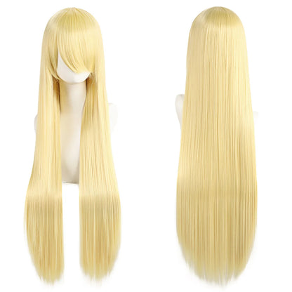 80cm Long Cosplay Wig - Synthetic Straight Hair with Bangs for Lolita Anime Costume Party Styling
