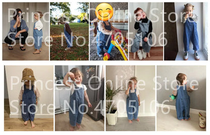 2024 Autumn Kids Denim Overalls – Loose Casual Bib Pants for Boys & Girls 1-7Y Spring Fall Outwear