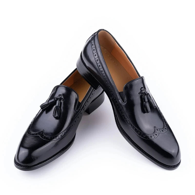 Men’s Genuine Cowhide Loafers – Handmade Slip-On Dress Shoes for Business, Wedding & Casual Formal Wear