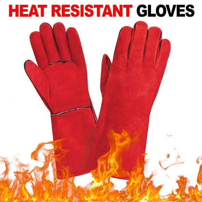 Leather Welding Gloves – Fire/Heat Resistant Work Gloves for MIG, TIG, Stick, Forge & BBQ Grill Safety