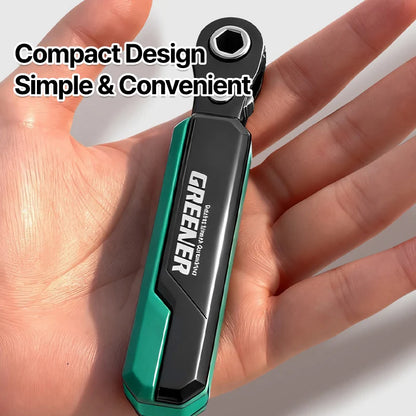 GREENER 36T Mini Right-Angle Ratchet Wrench - 1/4" Hex Drive Quick-Release Tool for Tight Spaces