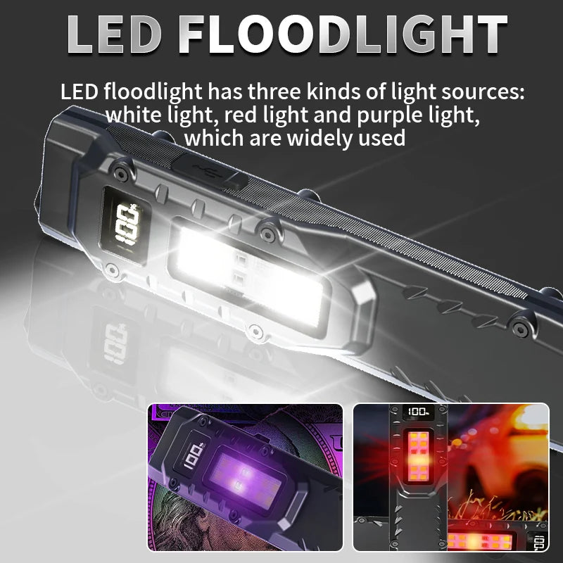 Portable 800 Lumens USB Rechargeable Tactical Flashlight – IPX4 Waterproof LED COB Work Light for Camping