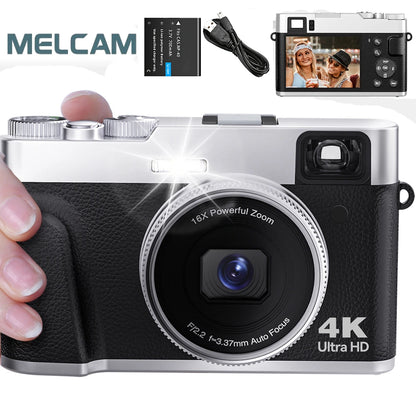 4K Digital Camera with Auto Focus – 48MP Vlogging Camera for YouTube, Anti-Shake Video, Viewfinder, Flash & 16X Zoom