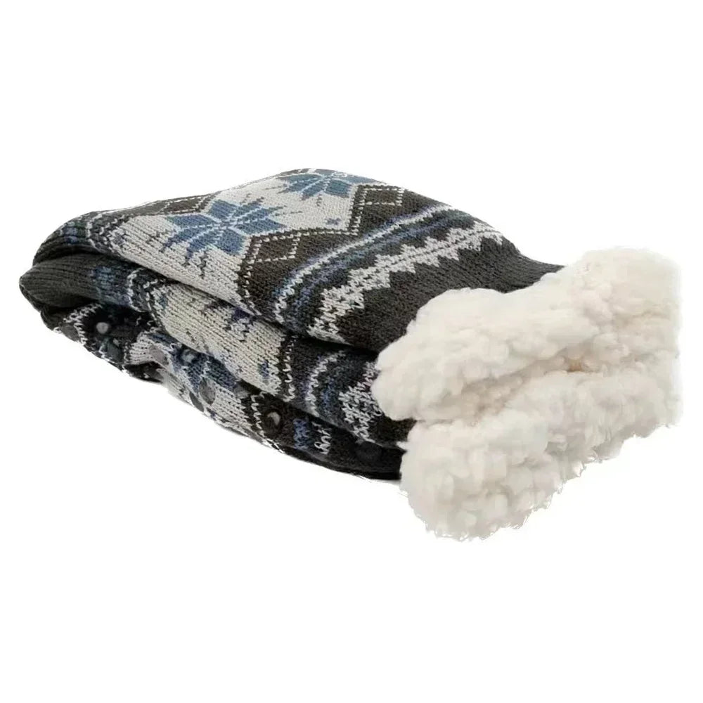 Men’s Fluffy Thermal Winter Socks – Soft Non-Slip Fleece Plush Grip Slipper Socks, Christmas Gift