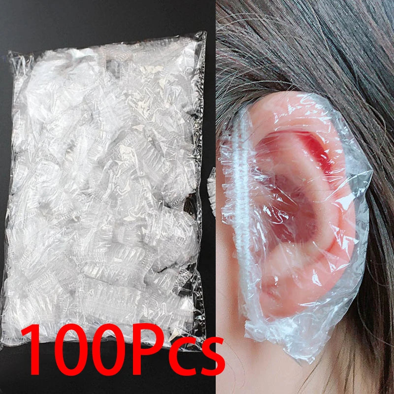 100Pcs Disposable Waterproof Ear Covers - Hair Dye, Shower, Bathing, Baking Oil & Hairdressing Cleaning Accessories