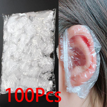 100Pcs Disposable Waterproof Ear Covers - Hair Dye, Shower, Bathing, Baking Oil & Hairdressing Cleaning Accessories