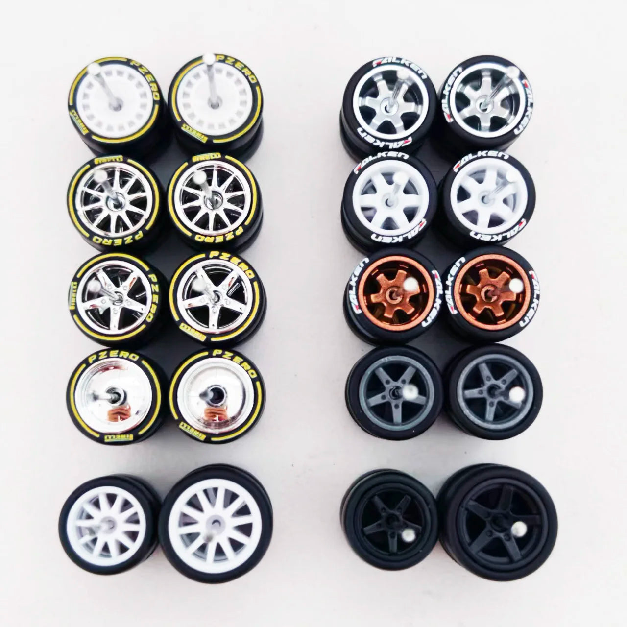 1:64 Alloy Car Wheels & Rubber Tires Set - Replacement Axles for Hot Wheels, Matchbox & Model Cars