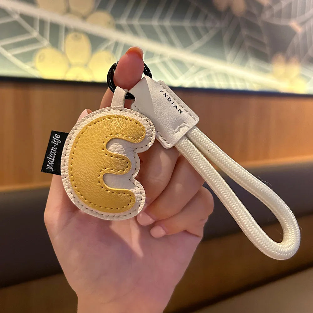 A-Z Leather Initial Keychain - Braided Wristband Pendant for Men & Women, Car, Bag & Phone Case Charm