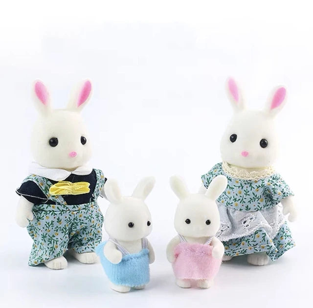 Simulation Forest Rabbit Family Playset – Mini DIY Rabbit & Bear Figure Toys for Kids Gifts