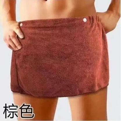 Men’s Absorbent Bath Towel Skirt – Wearable Beach Towel & Swimming Trunks, Anti-Exposure Quick-Dry