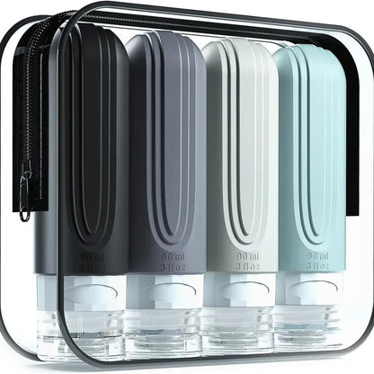 90ml Silicone Travel Bottles Set – Leak-Proof, Refillable Dispenser for Shampoo & Conditioner