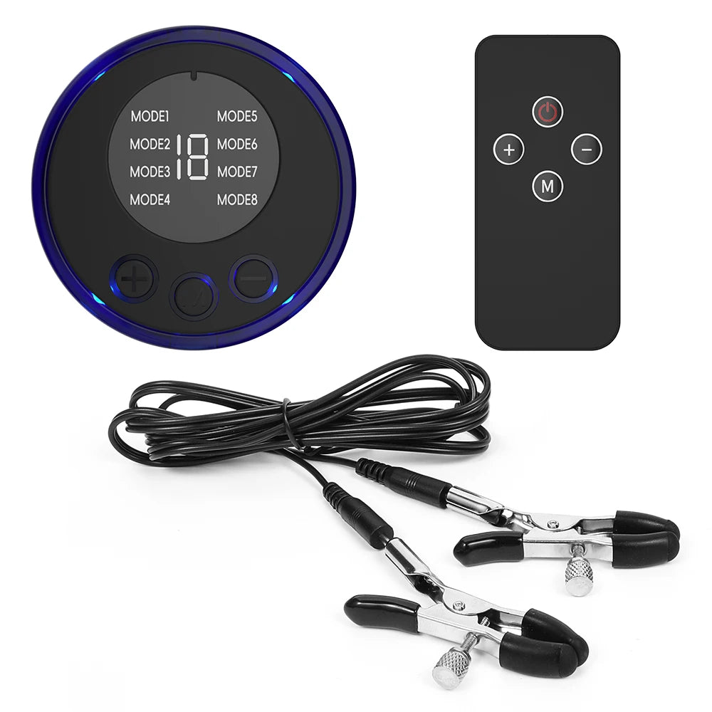 Electric Nipple Clamps & Breast Massager - Adjustable BDSM Sensation Toy for Adult Couples