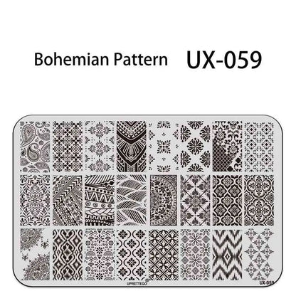 UX Serial 2 Stainless Steel Stamping Plate Template – Vintage Abstract Fabric Texture Pattern for Nail Art, Floral Lace, Xmas & Halloween Designs (UX52)
