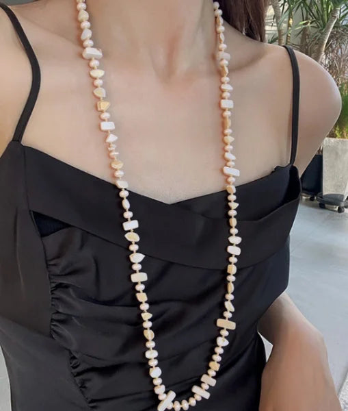 Bohemian Natural Stone Necklace - Handmade Double Layer Crystal Bead Long Chain Jewelry Gift for Women