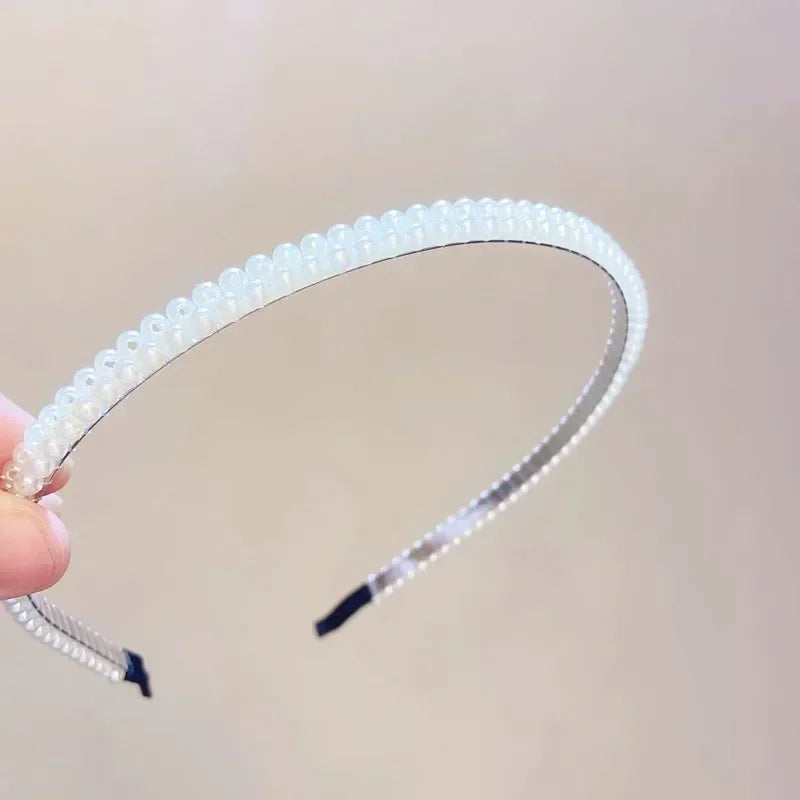 Fashion White Faux Pearl Hair Hoop – Elegant Full Pearl Bridal Headband, Wedding Hair Accessories for Women & Girls