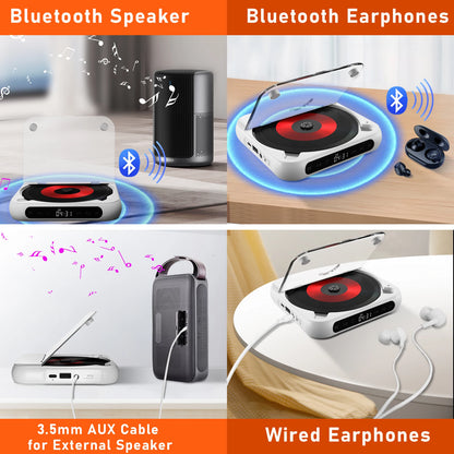 KC918 CD Player, Portable Bluetooth Speaker with LED Screen, Stereo, IR Remote, Wall Mountable & FM Radio