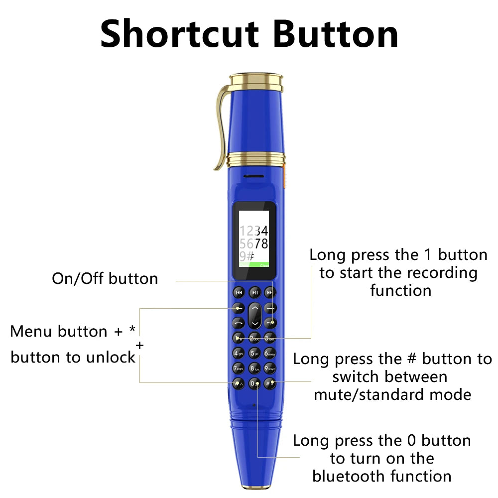SERVO BM111 3-in-1 Magic Voice Pen Phone – Portable Dual SIM Mobile, Bluetooth Dial Recorder, and Original Telephone Device
