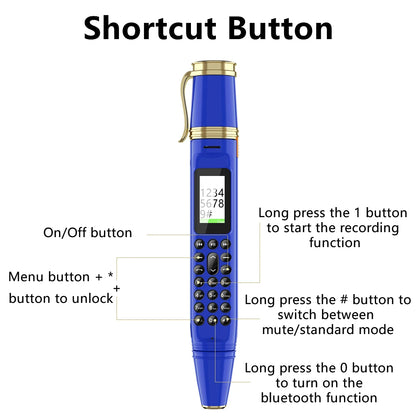 SERVO BM111 3-in-1 Magic Voice Pen Phone – Portable Dual SIM Mobile, Bluetooth Dial Recorder, and Original Telephone Device