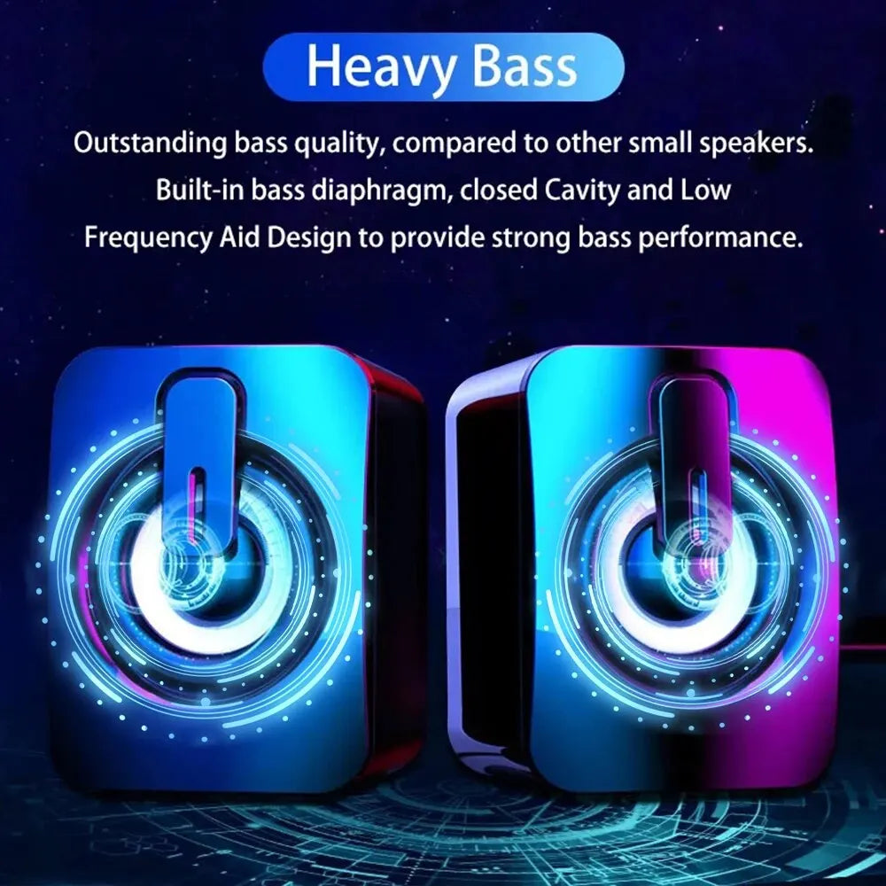 PC Computer Speakers with USB – HIFI Stereo Sound Box & Microphone with LED Light for Desktop