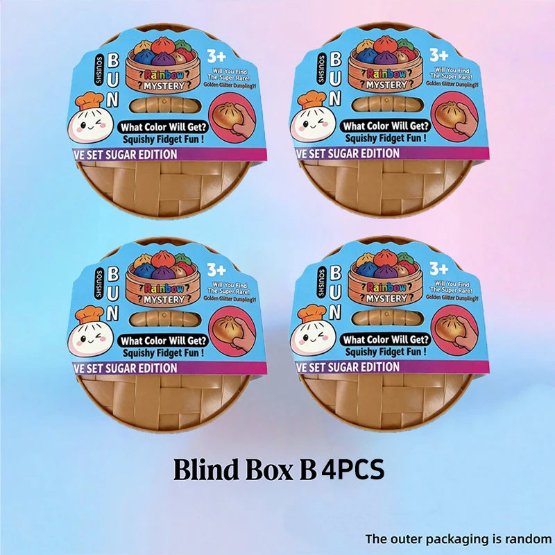 Kawaii Steamed Bun Squishy Set - Soft Bubble-Blowing Stress Relief Squeeze Toy with Steamer Case