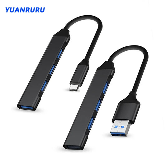 USB 3.0 Hub 4-Port High Speed Splitter - Type C Multiport Hub with 5Gbps Data Transfer, Compatible with PC and Computer Accessories