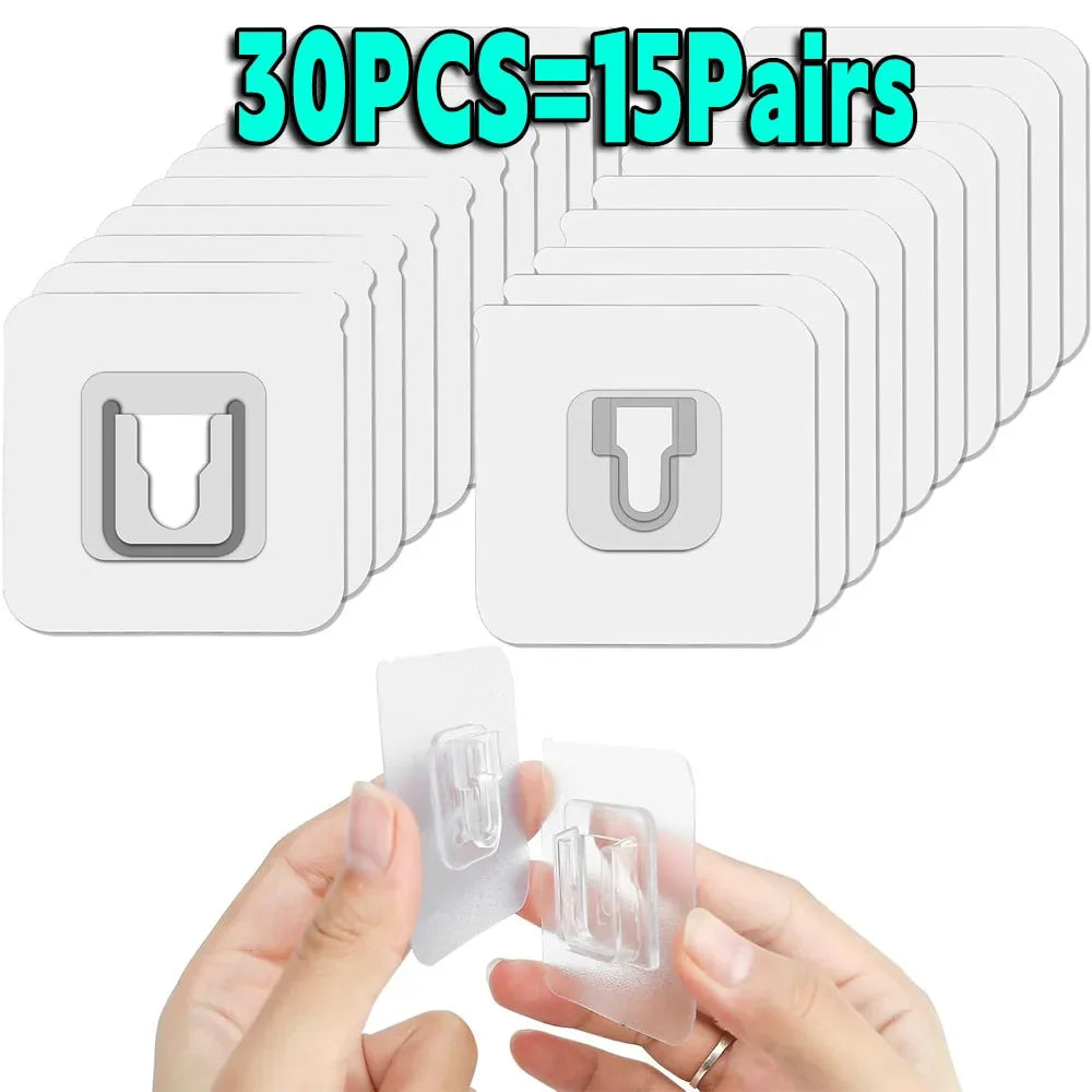 Double-Sided Transparent Suction Cup Wall Hooks – Strong Adhesive Hangers for Kitchen & Bathroom Storage