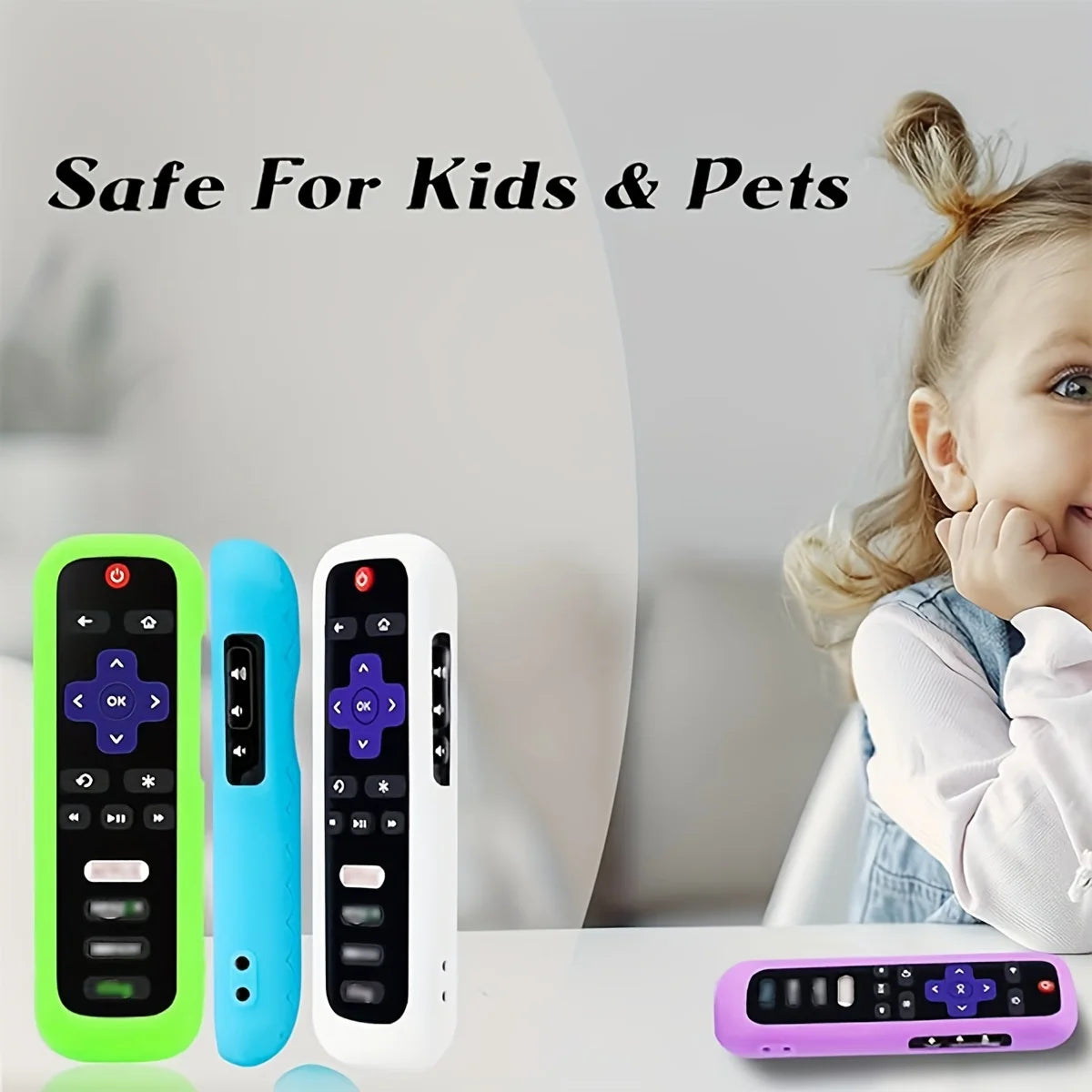 Luminous Silicone Remote Cover - Glow Protective Case with Rope for TCL Hisense Roku TV Remote Control