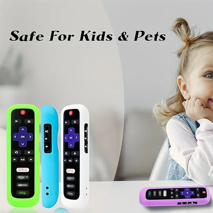 Luminous Silicone Remote Cover - Glow Protective Case with Rope for TCL Hisense Roku TV Remote Control