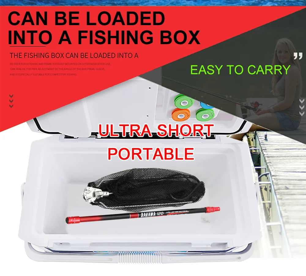 JOSBY Telescopic Foldable Fishing Net – 2.1M/3M/4M Lightweight Carbon Fiber Landing Net for Carp & Sea Fishing