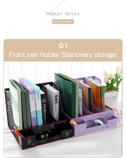 Multi-Color File Rack Folder Storage Box, Desktop File Box, Multi-Functional File Basket, Multi-Layer Shelf, Office Bookshelf Organizer
