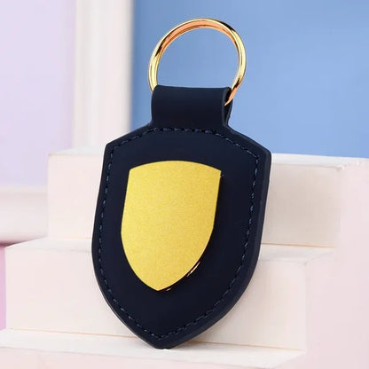 Car Keychain Shield Leather – Creative Personalized Couple Key Chain with Metal Pendant, Fashion Travel Gift for Men