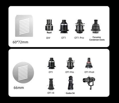 SOONPHO OT1 Graphic Cards – Optical Condenser Background Projection DIY Shade for Godox LED Lights