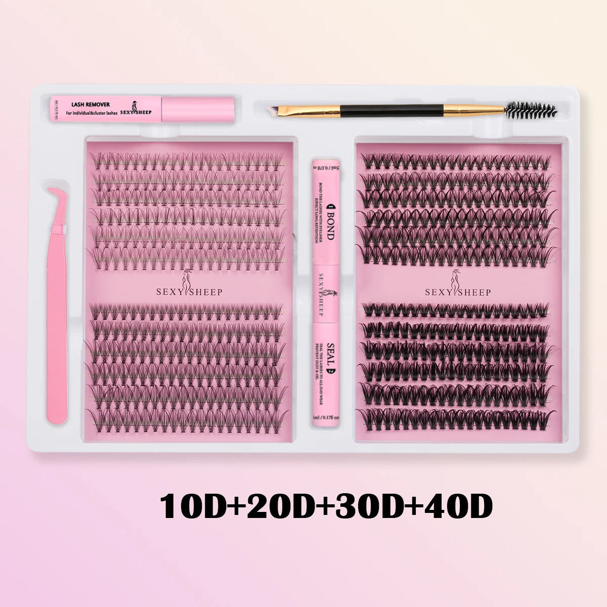 DIY False Eyelashes Cluster Extensions Kit – Natural Individual Lashes with Glue, Remover, Lash Brush & Tweezers