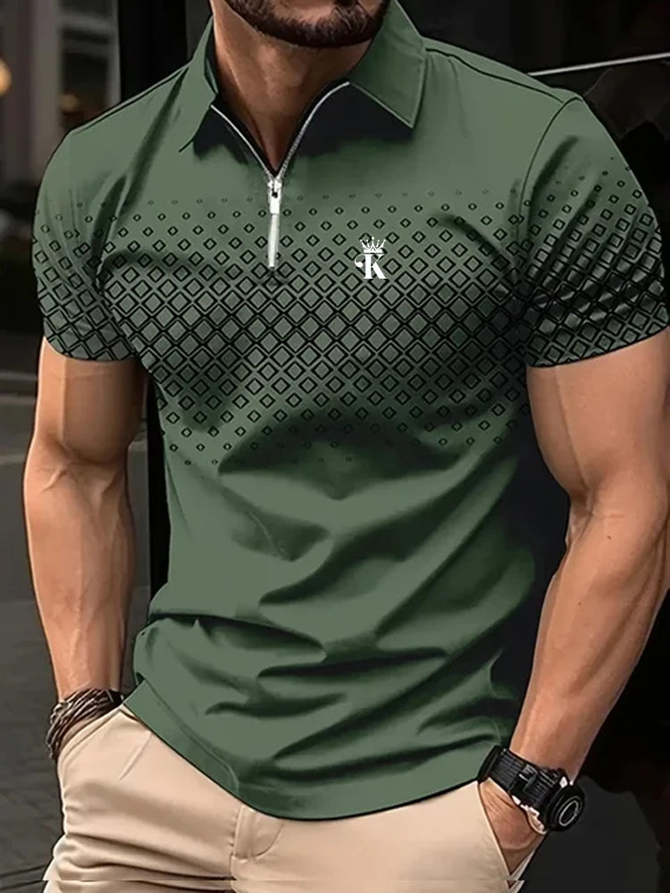 Men's Golf Polo Shirt - Business Casual Short Sleeve 3D Print Summer Polo