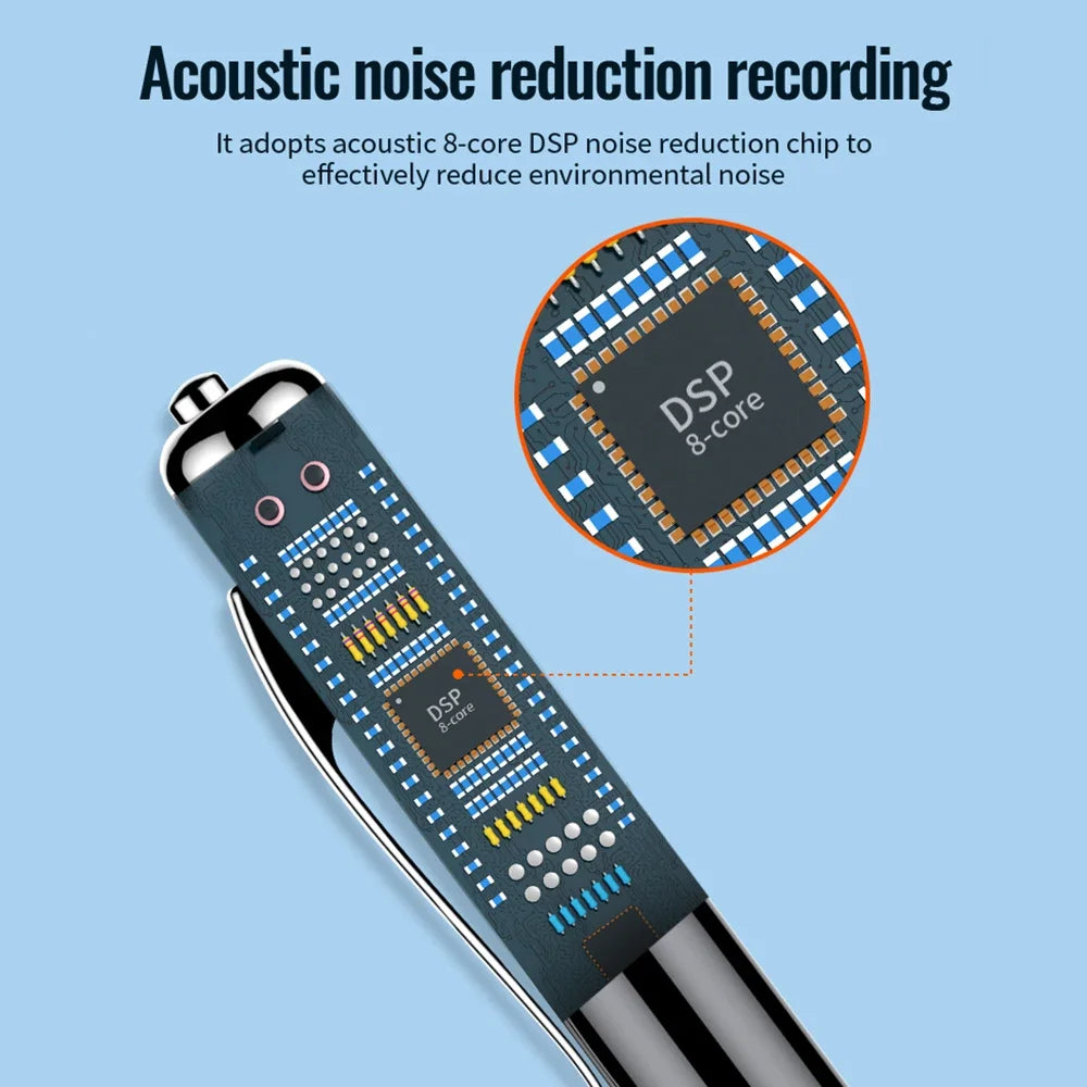 Digital Voice Recorder Pen — Professional Audio WAV Recording, Rechargeable Dictaphone & MP3 Player