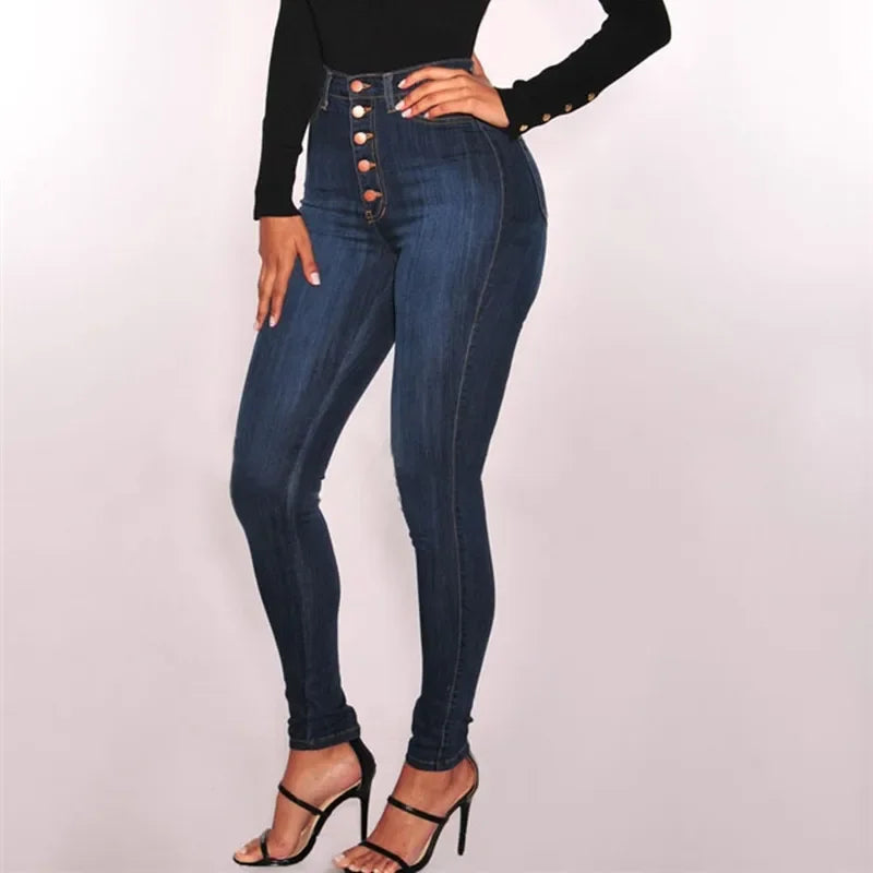 High Waist Push Up Jeans For Women - Stretchy Washed Denim Mom Jeans Skinny Pencil Pants