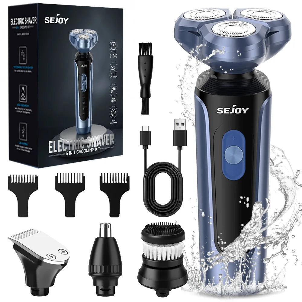 Sejoy Electric Razor for Men – 3-Blade Foil Shaver with 7500 RPM High-Speed Motor & Digital Power Display