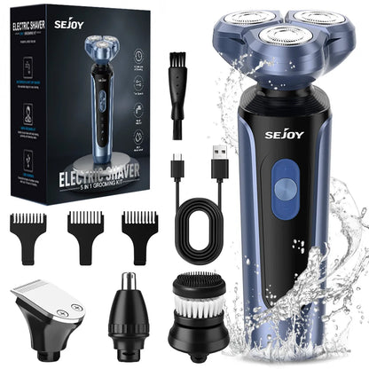 Sejoy Electric Razor for Men – 3-Blade Foil Shaver with 7500 RPM High-Speed Motor & Digital Power Display